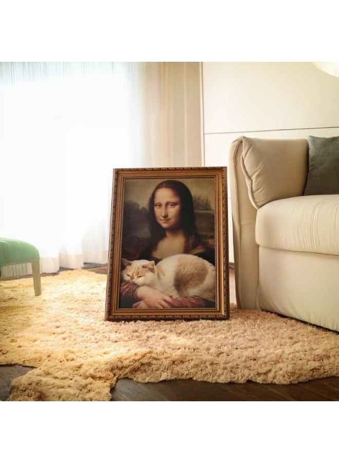 سرير خدش للقطط بتصميم الموناليزا | إطار فني بتأثير لوحة زيتية ثلاثية الأبعاد 4D | تصميم لوحة عالمية شهيرة | لوح خدش وعش للقطط - Image 4